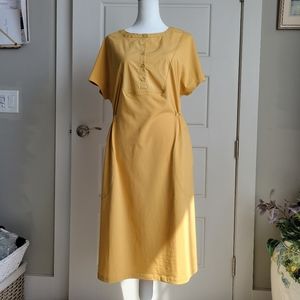Floraweg NWT Women's Jersey Dress Button Yoke Waist tie Light Yellow Sz 1  US 16